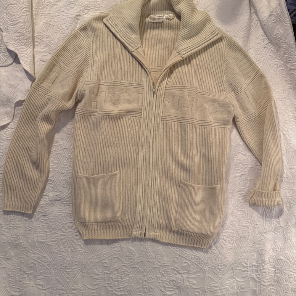 Vintage Clipper Mist Men's Cream Sweater with Zipper